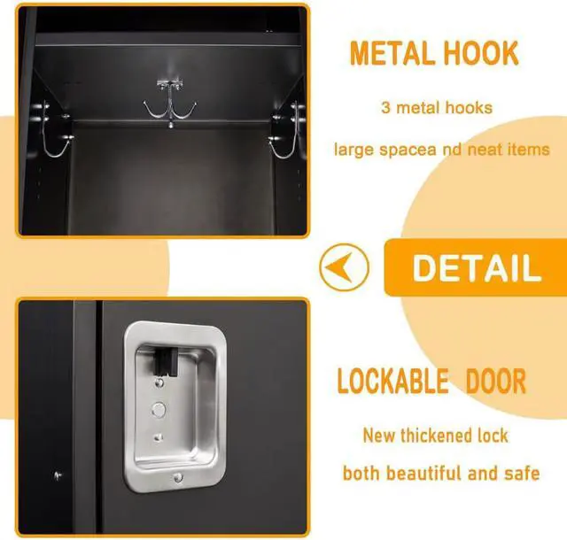 Alt view image 6 of 6 - AFAIF Metal Locker with Lock,55" Storage Cabinet Steel Retro Wardrobe with Lockable Doors for Home Office Employees School Dormitory Gym (1 Door)