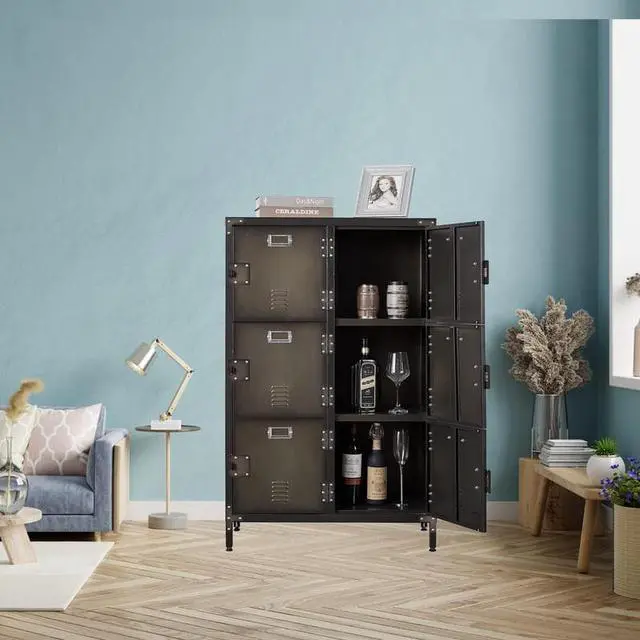 Alt view image 2 of 6 - AFAIF Metal Storage Locker,47" Steel Retro Cabinets 6 Doors Lockable,Adjustable Feet Organizer Cabinets for Employees Home Office School Gym (6 Doors)