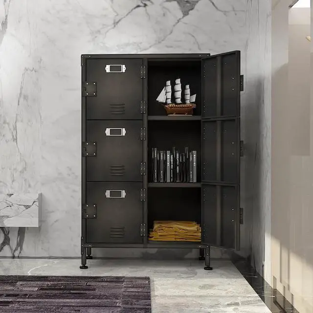 Alt view image 6 of 6 - AFAIF Metal Storage Locker,47" Steel Retro Cabinets 6 Doors Lockable,Adjustable Feet Organizer Cabinets for Employees Home Office School Gym (6 Doors)