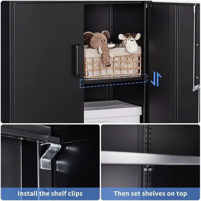 Alt view image 5 of 7 - AFAIF Metal Storage Locking Cabinet with 4 Doors and 2 Adjustable Shelves,71" Lockable Garage Tall Steel Cabinet,for Home Office,Living Room,Pantry,Gym,Commercial Storage