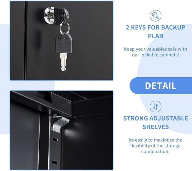 Alt view image 6 of 7 - AFAIF Metal Storage Locking Cabinet with 4 Doors and 2 Adjustable Shelves,71" Lockable Garage Tall Steel Cabinet,for Home Office,Living Room,Pantry,Gym,Commercial Storage