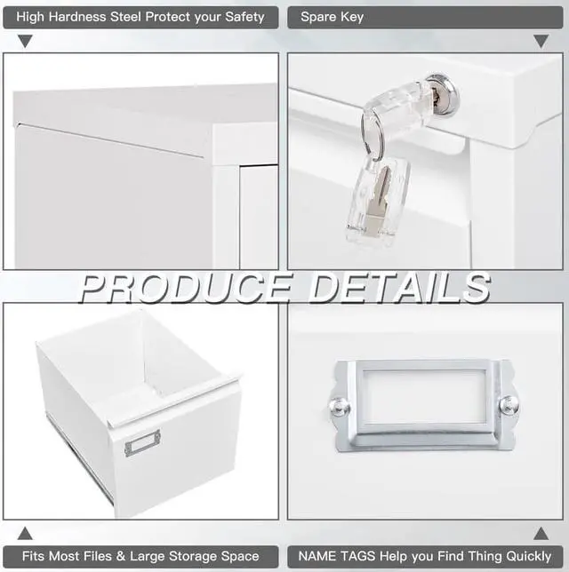 Alt view image 7 of 7 - 2 Drawers File Cabinet with Lock, Filing Cabinets for Home Office, Metal Locking Office File Storage Cabinets with Drawers, Vertical Small Filing Cabinet Organizer for Legal/A4