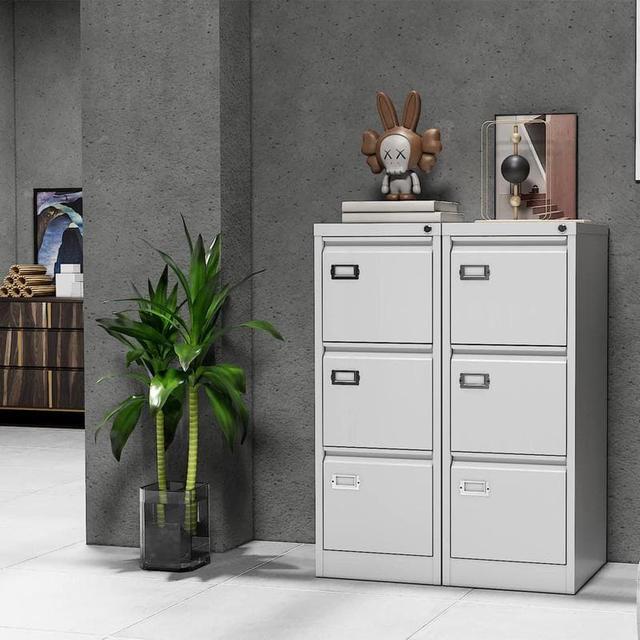 Alt view image 5 of 7 - 3 Drawer File Cabinet with Lock, Filing Cabinets for Home Office, Metal Locking Office File Storage Cabinets with Drawers, Vertical Small Filing Cabinet Organizer for Legal/A4