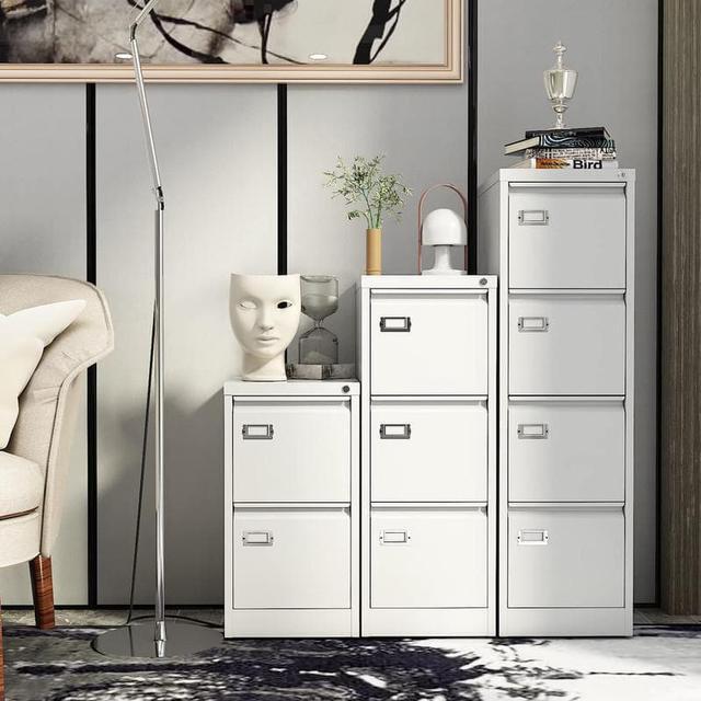 Alt view image 7 of 7 - 3 Drawer File Cabinet with Lock, Filing Cabinets for Home Office, Metal Locking Office File Storage Cabinets with Drawers, Vertical Small Filing Cabinet Organizer for Legal/A4