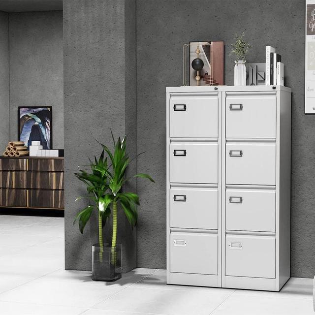 Alt view image 5 of 6 - 4 Drawers File Cabinet with Lock, Filing Cabinets for Home Office, Metal Locking Office File Storage Cabinets with Drawers, Vertical Small Filing Cabinet Organizer for Legal/A4