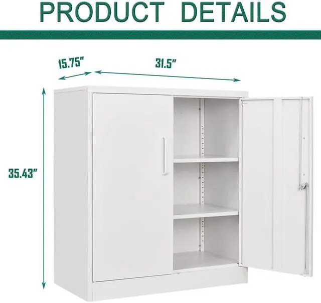 Alt view image 7 of 7 - Metal Storage Cabinets with Lock, Small Locker Steel Cabinets, Adjustable Shelves 2 Doors for Home,Office, Warehouse,Garage