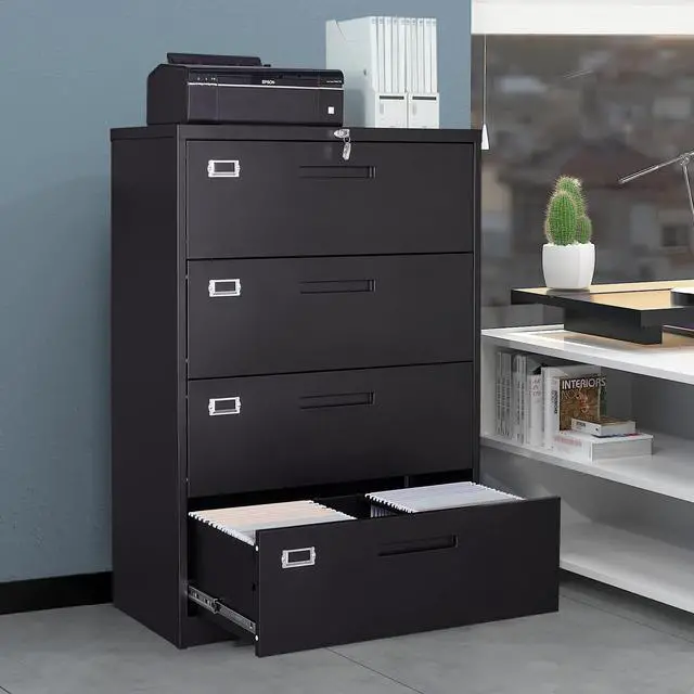 Alt view image 2 of 7 - AFAIF Lateral File Cabinet 4 Drawer, Office Filing Cabinet with Lock, Large Deep Drawers Locked by Keys, Metal Storage File Cabinet for Hanging Files Letter/Legal/F4/A4 Size
