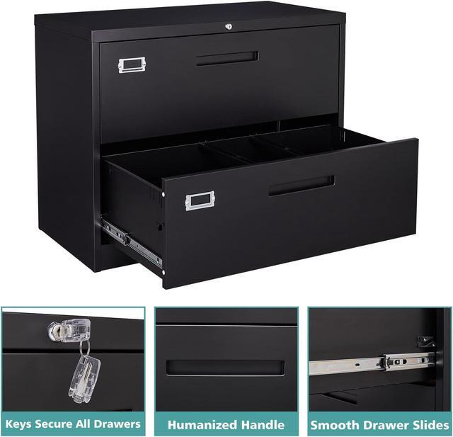 Alt view image 5 of 6 - 2 Drawer Lateral File Cabinet with Lock, Filing Cabinet for Home Office, Easy Assemble, Metal Storage File Cabinet for Hanging Files Letter/Legal/F4/A4 Size
