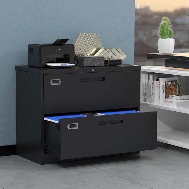 Alt view image 2 of 6 - 2 Drawer Lateral File Cabinet with Lock, Filing Cabinet for Home Office, Easy Assemble, Metal Storage File Cabinet for Hanging Files Letter/Legal/F4/A4 Size