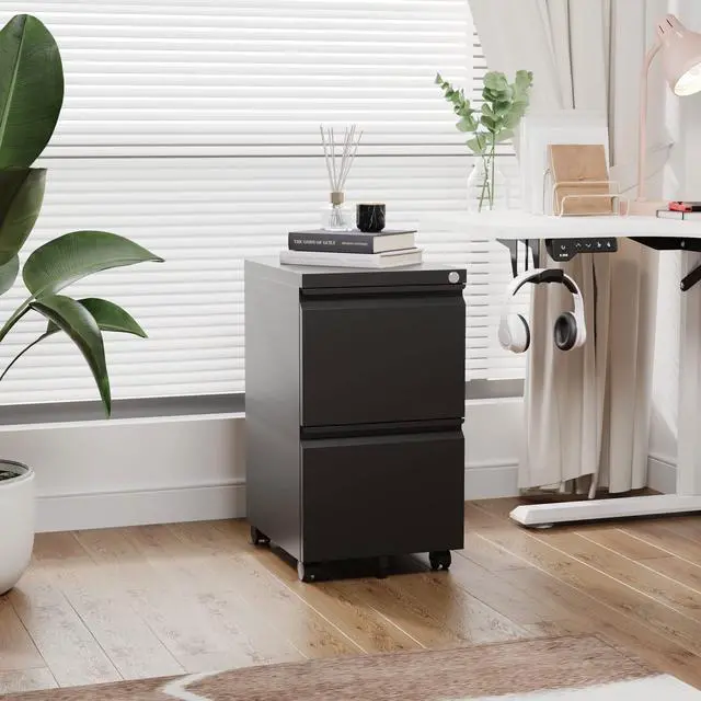 Alt view image 2 of 6 - AFAIF 2 Drawer Metal File Cabinet, Rolling File Cabinet with Lock for Hanging Legal/Letter Size,Under Desk Filing Cabinet for Home Office