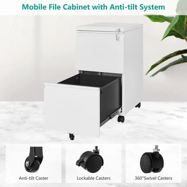 Alt view image 7 of 7 - AFAIF Metal File Cabinets with 2 Drawer,Under Desk Locking File Cabinet for Legal Letter Files, Office Storage Cabinet with Wheels