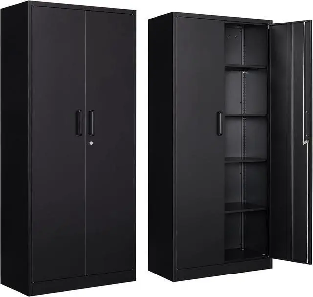 Main image of AFAIF Metal Garage Storage Cabinet with 2 Doors and 4 Adjustable Shelves - 71" Steel Lockable File/Locking Tool Cabinets for Office,Home,Gym,School