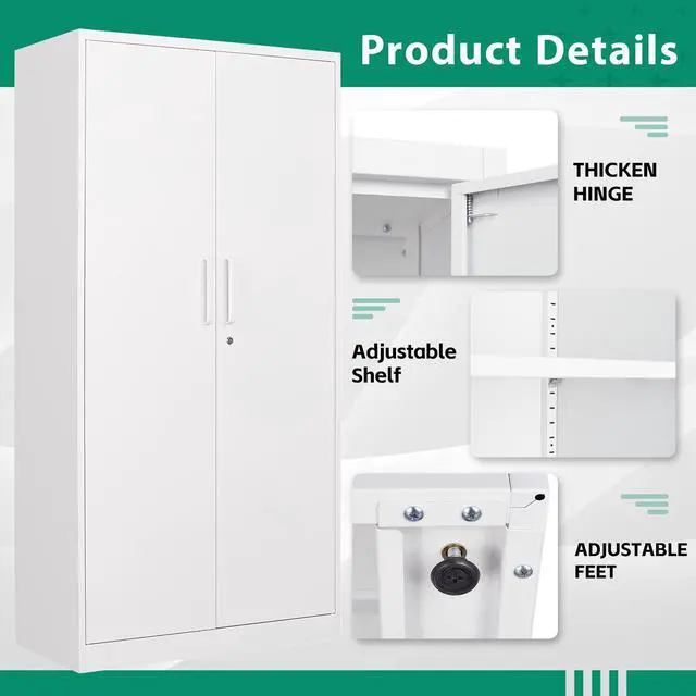 Alt view image 6 of 7 - Metal Armoire Wardrobe Closet Cabinet for Hanging Clothes with Lock Doors - 72" Steel Lockable Wardrobe Storage Locker Clothes Organizer for Bedroom, Laundry Room