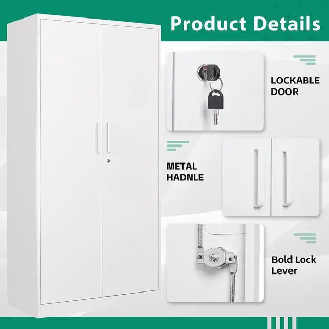 Alt view image 7 of 7 - Metal Armoire Wardrobe Closet Cabinet for Hanging Clothes with Lock Doors - 72" Steel Lockable Wardrobe Storage Locker Clothes Organizer for Bedroom, Laundry Room