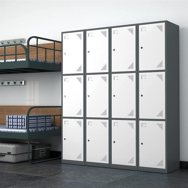 Alt view image 5 of 5 - Metal Lockers for Employees with Lock, Employees Locker Storage Cabinet with 3 Doors, Tall Steel Storage Locker for Gym, School, Office