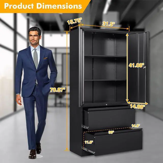Alt view image 7 of 7 - File Cabinet, Metal Storage Cabinet with Adjustable Shelf for Home Office
