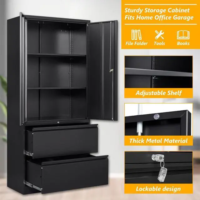 Alt view image 5 of 7 - File Cabinet, Metal Storage Cabinet with Adjustable Shelf for Home Office