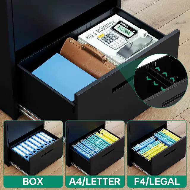 Alt view image 5 of 7 - 2 Drawer Lateral File Cabinet with Lock - Durable Metal Filing Cabinet for Home Office - Holds Letter/Legal/F4/A4 Size Files