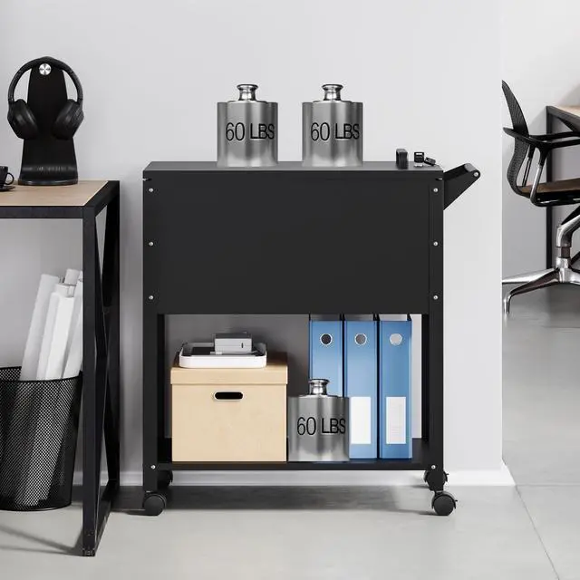 Alt view image 6 of 7 - AFAIF Rolling File Cart with Lock, Mobile Filing Cabinet with Wheels - Hanging Letter/A4/F4/Legal Size Movable Pull-Out File Folder Rack for Home Office