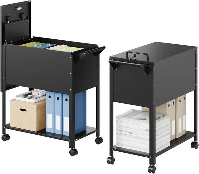 Alt view image 7 of 7 - AFAIF Rolling File Cart with Lock, Mobile Filing Cabinet with Wheels - Hanging Letter/A4/F4/Legal Size Movable Pull-Out File Folder Rack for Home Office