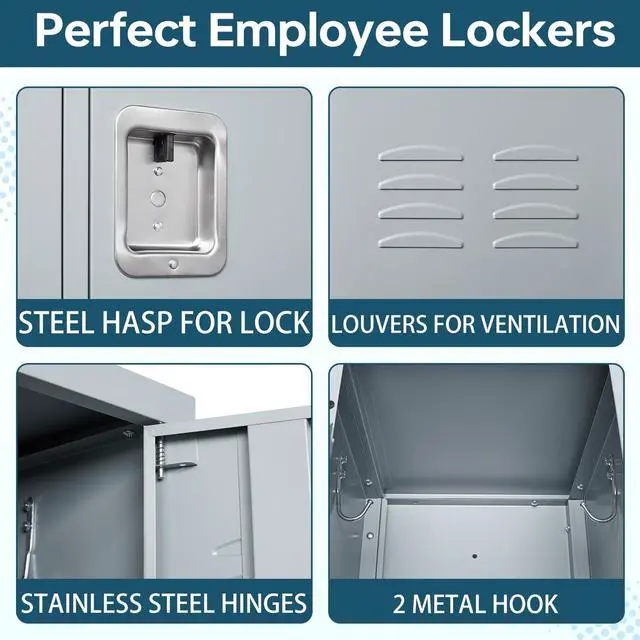 Alt view image 7 of 7 - 3 Tier Metal Lockers 3-Wide, 72" x 36" x 16" Storage Locker Units with 9 Compartments, Large Employee Locker with Shelves, Lockable Doors and Hanging Hooks