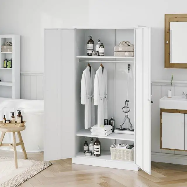Alt view image 3 of 6 - AFAIF 72" Metal Wardrobe Cabinet: Lockable, 36" x 18", Storage for Home, Gym, School, or Office. Ideal for Clothing and Equipment Organization.