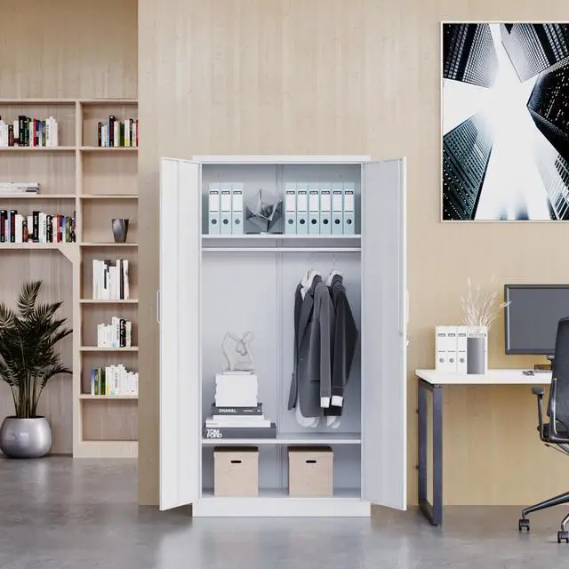 Alt view image 4 of 6 - AFAIF 72" Metal Wardrobe Cabinet: Lockable, 36" x 18", Storage for Home, Gym, School, or Office. Ideal for Clothing and Equipment Organization.