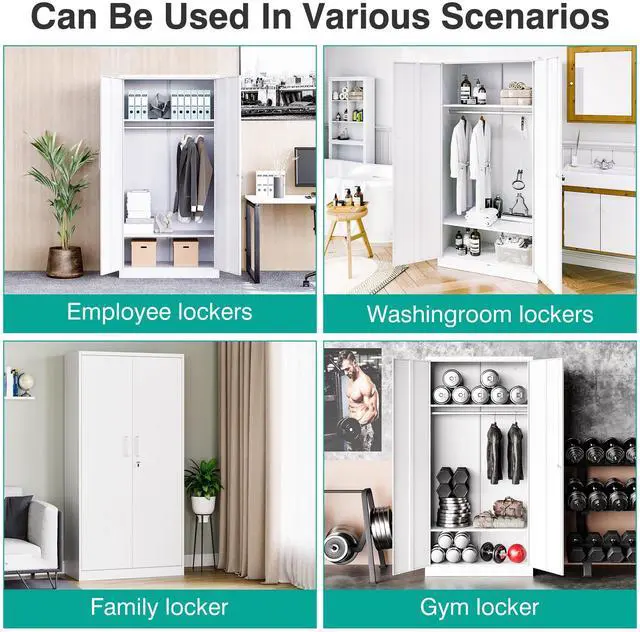 Alt view image 5 of 6 - AFAIF 72" Metal Wardrobe Cabinet: Lockable, 36" x 18", Storage for Home, Gym, School, or Office. Ideal for Clothing and Equipment Organization.