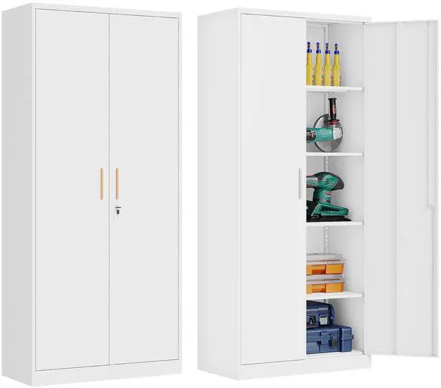 Alt view image 4 of 7 - AFAIF 71" Metal Garage Cabinet: 2 Doors, 4 Adjustable Shelves, Locking Storage. Steel Cabinet for Home, Office, Garage, Shop, or School Use.