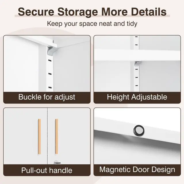 Alt view image 7 of 7 - AFAIF 71" Metal Garage Cabinet: 2 Doors, 4 Adjustable Shelves, Locking Storage. Steel Cabinet for Home, Office, Garage, Shop, or School Use.