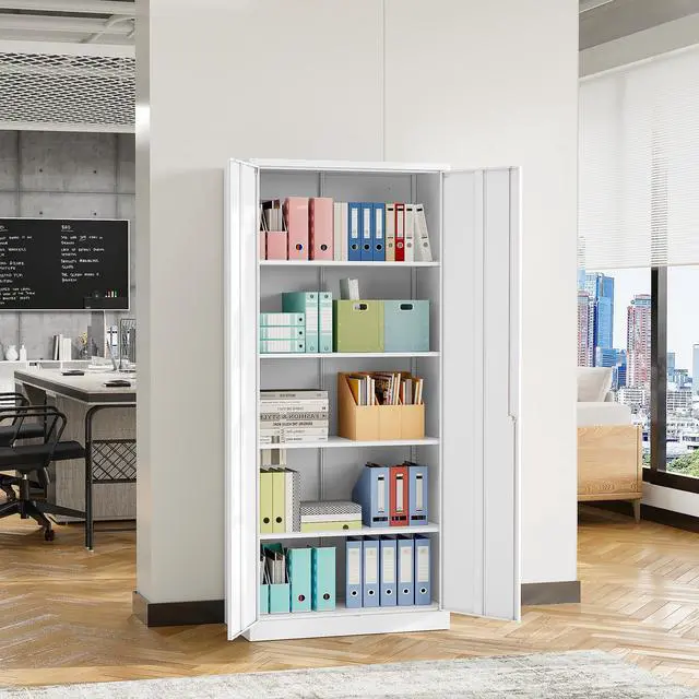 Alt view image 5 of 7 - AFAIF 71" Metal Garage Cabinet: 2 Doors, 4 Adjustable Shelves, Locking Storage. Steel Cabinet for Home, Office, Garage, Shop, or School Use.