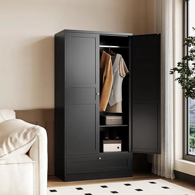 Main image of AFAIF 72" Wardrobe: Metal Armoire with Drawer, 2 Doors, Adjustable Shelves & Hanging Rod. Ideal for Bedroom Storage and Organization.