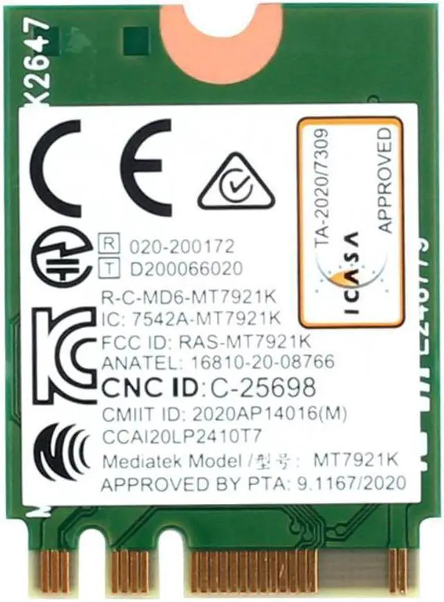 Alt view image 2 of 2 - Wi-Fi 6 MediaTek MT7921k MT7921 wifi 6 1800M Bluetooth 5.2 wireless WIFI network card NGFF m.2 support windows10 / 11