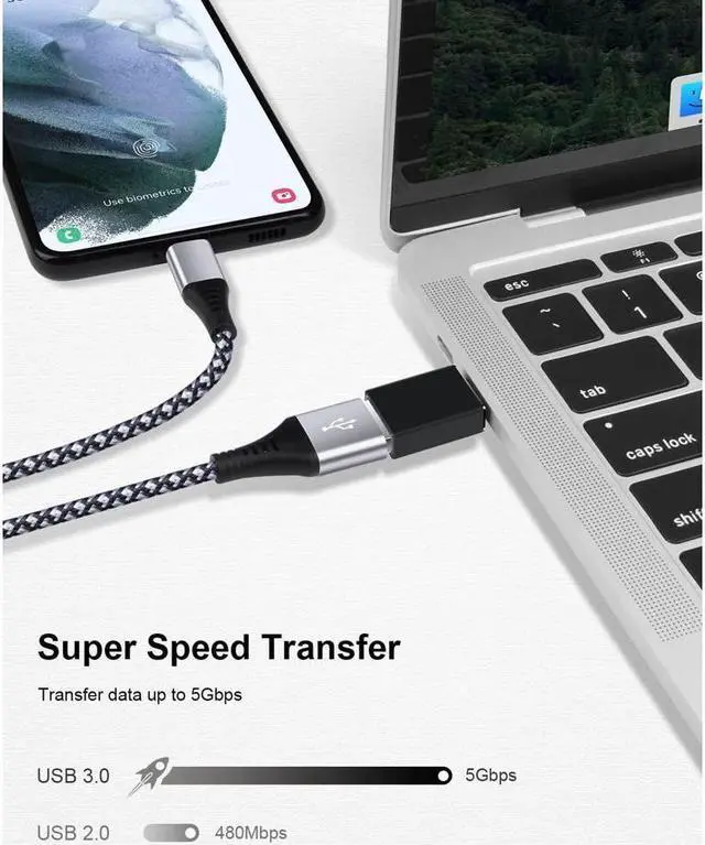 Alt view image 3 of 7 - 4 Pack USB C to USB Adapters, Type C to USB 3.0 USB C Adapter Side by Side Male to USB 3.0 Female Typec Adaptor for M-acBook Pro, i-Mac i-Pad Mini 6, Thunderbolt 3/4 Type C OTG Adaptador Converter