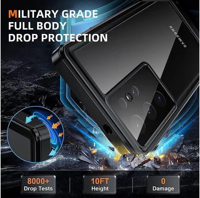 Alt view image 4 of 7 - BONAEVER For Samsung Galaxy S23 Ultra Case Waterproof Case with [Built-in Screen Protector] [Military Shockproof] Phone Cover for Galaxy S23 Ultra 5G 6.8'' 2023