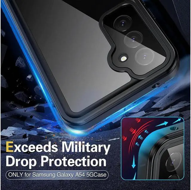 Alt view image 4 of 7 - BONAEVER For Samsung Galaxy A54 5G Case Waterproof Samsung A54 5G Case with Built-in Lens &Screen Protector [Real 360][IP68 Underwater] [ Shockproof] Phone Case for Samsung A54 5G