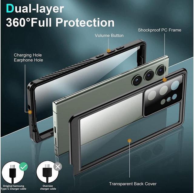 Alt view image 5 of 7 - BONAEVER For Samsung Galaxy S23 Ultra Case Waterproof Built-in Screen Protector Protective Shockproof Anti-Scratch Rugged Cover for Galaxy S23 Ultra 5G 6.8'' 2023