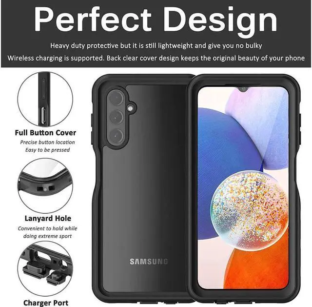 Alt view image 6 of 7 - BONAEVER For Samsung Galaxy A14 5G Case Waterproof Built-in HD Clear Screen Protector Shockproof Professional Waterproof Case Cover for Galaxy A14 5G 2023