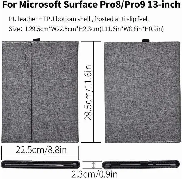 Alt view image 4 of 7 - BONAEVER Case for 13 Inch Microsoft Surface Pro 9 2022 / Surface Pro 8 2021 - Multiple Angle Viewing PU Leather Business Cover with Pencil Holder
