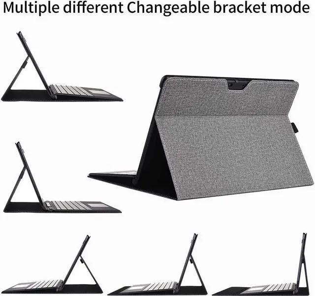Alt view image 3 of 7 - BONAEVER Case for 13 Inch Microsoft Surface Pro 9 2022 / Surface Pro 8 2021 - Multiple Angle Viewing PU Leather Business Cover with Pencil Holder
