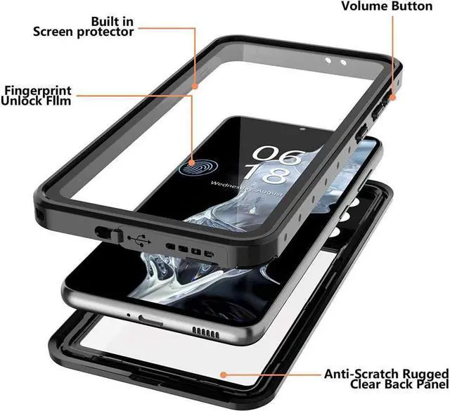 Alt view image 5 of 7 - BONAEVER For Samsung Galaxy S21 Case Waterproof Du Standproof Shockproof Case with Built-in Screen Protector Protective Cover for Samsung Galaxy S21 5G 6.2 Inch