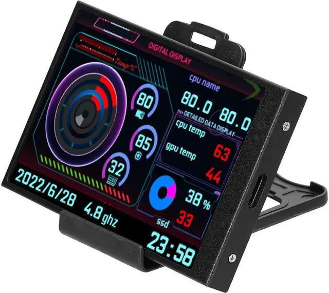 Alt view image 5 of 7 - BONAEVER 3.5 inch IPS USB Mini Screen AIDA64 PC CPU RAM HDD Data Monitor Computer Temperature Display Type-C Sub Screen
