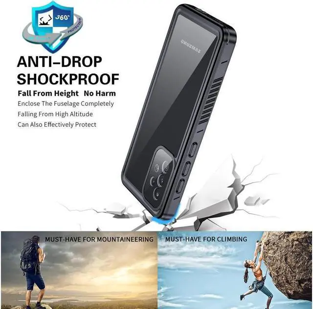 Alt view image 3 of 7 - BONAEVER For Samsung Galaxy A72 Case Waterproof Shockproof Bumper Case with Built-in Screen Protector Du Standproof Phone Cover for Galaxy A72 4G/5G 6.7 Inch