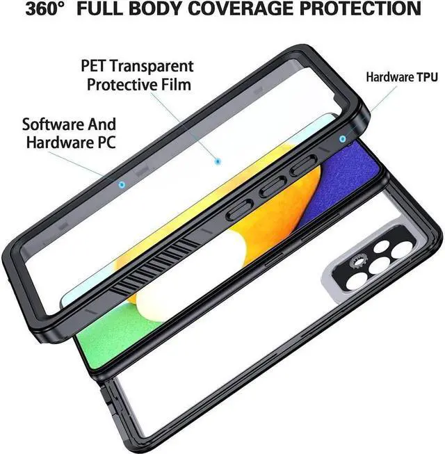 Alt view image 5 of 7 - BONAEVER For Samsung Galaxy A72 Case Waterproof Shockproof Bumper Case with Built-in Screen Protector Du Standproof Phone Cover for Galaxy A72 4G/5G 6.7 Inch