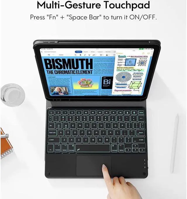 Alt view image 5 of 7 - BONAEVER Touchpad Keyboard Case For iPad (A16) 11th Generation 11 Inch 2025, iPad 10th Generation 10.9 inch 2022 with Backlit Trackpad Stand Cover with Wireless Keyboard Pencil Holder