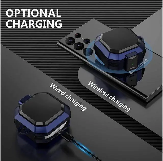 Alt view image 4 of 7 - BONAEVER Armor Case Cover with Secure Lock for Samsung Galaxy Buds 2 Pro Case 2022 /Galaxy Buds Pro Case 2021 /Galaxy Buds 2 Case 2021 /Galaxy Buds Live Case 2020 with Keychain Blue