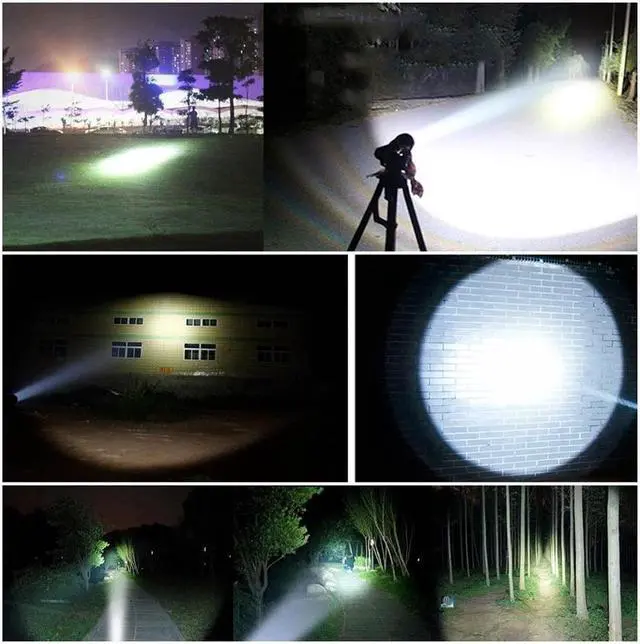 Alt view image 6 of 7 - BONAEVER 2800 Lumen Rechargeable H held Flashlight LED Searchlight Bright Outdoor Tactical Spotlight IP65 Waterproof CREE T6 Dimmable LED Torch Floodlight Lamp For Camping Lantern Hiking Hunting Black