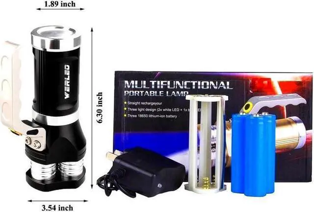 Alt view image 7 of 7 - BONAEVER 2800 Lumen Rechargeable H held Flashlight LED Searchlight Bright Outdoor Tactical Spotlight IP65 Waterproof CREE T6 Dimmable LED Torch Floodlight Lamp For Camping Lantern Hiking Hunting Black