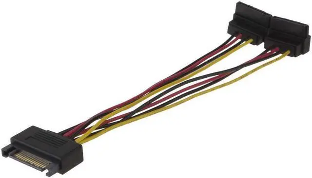 Alt view image 4 of 4 - SATA Power Cable, CableCreation [2-Pack] 6-Inch SATA 15 Pin Male to 2x SATA 15 Pin Down Angle Female Power Splitter Cable