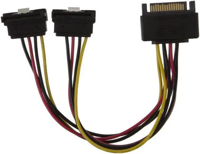 Alt view image 2 of 4 - SATA Power Cable, CableCreation [2-Pack] 6-Inch SATA 15 Pin Male to 2x SATA 15 Pin Down Angle Female Power Splitter Cable